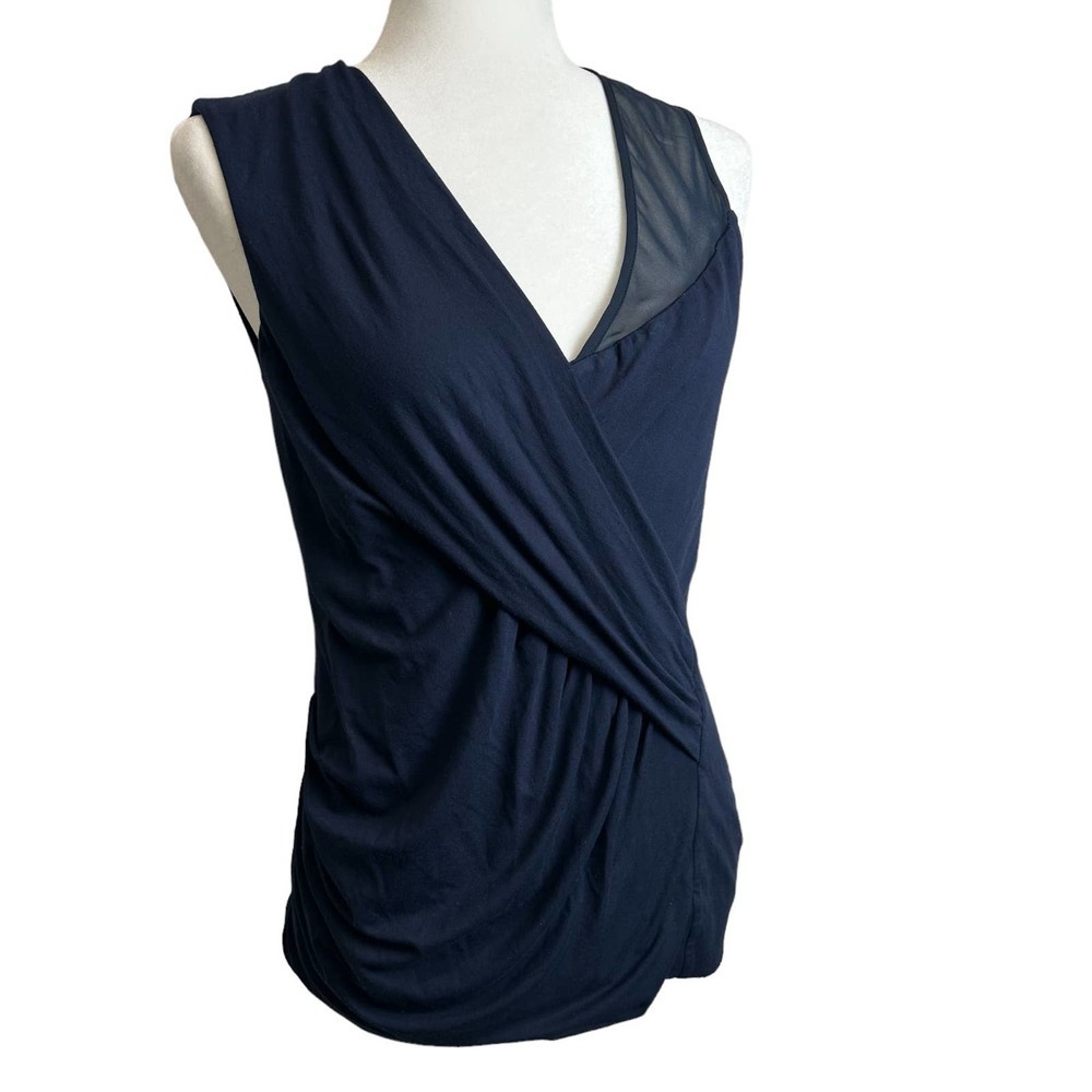 Vince‎ Camuto Tank Top Women’s sz. SMALL Navy Blue Cross Over Sleeveless Blouse